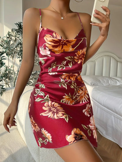 Cralom Thin Ice Silk Nightgown Set, Backless Camisole Skirt, Sexy Women's Lingerie