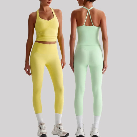 Cralom Naked Feel Seamless Yoga Set: Sports Bra & Slim-Fit Leggings