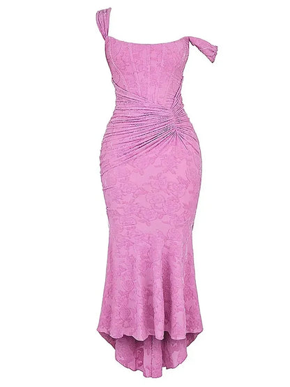 Cralom Embroidered Spaghetti Strap Midi Dress