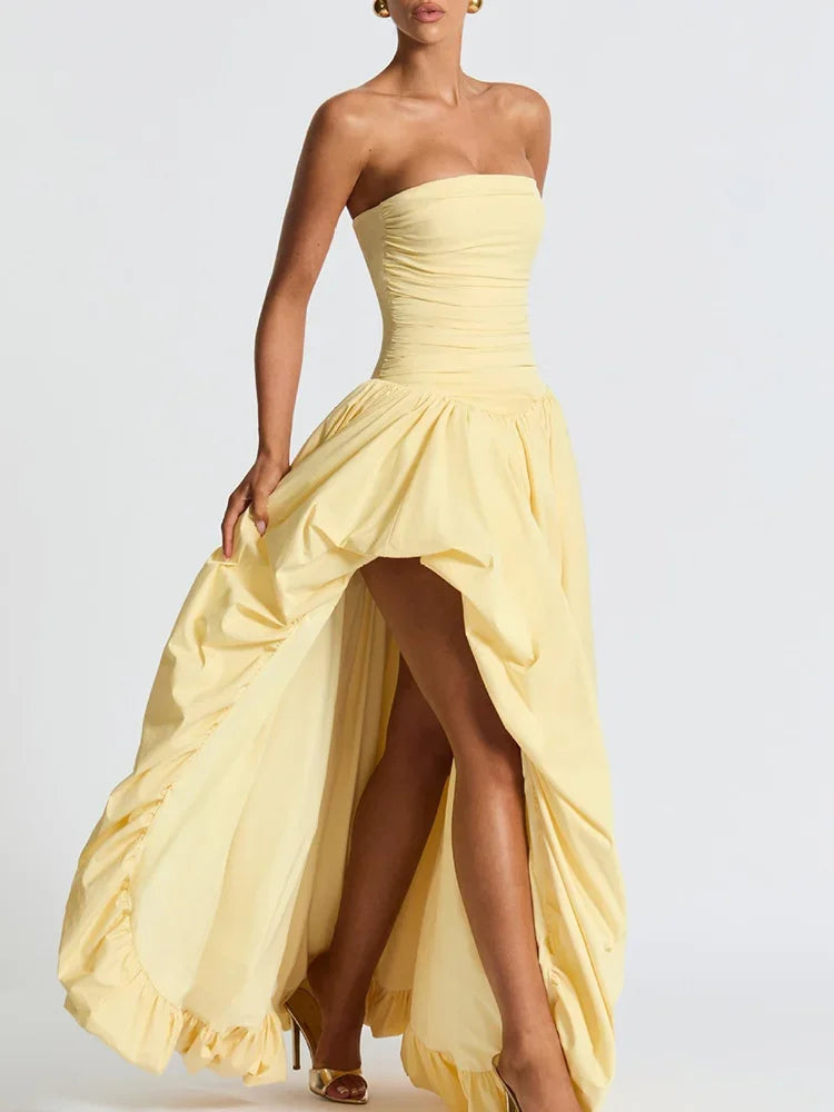 Cralom Elegant Solid Split Midi Dress - 2025 Fashion Sleeveless Dress