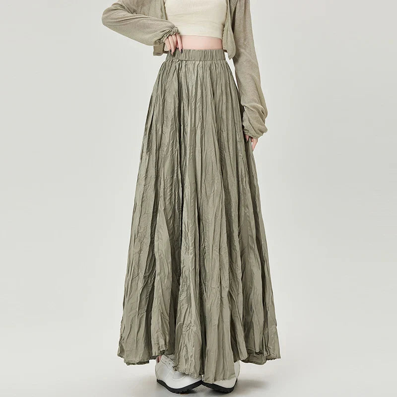Cralom Women's High Waist A-Line Pleated Skirt - 2025 New Collection