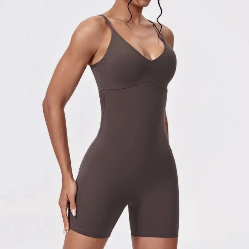 Cralom Seamless Cut-Out Backless Yoga Jumpsuit - Booty-Lifting Fitness Bodysuit