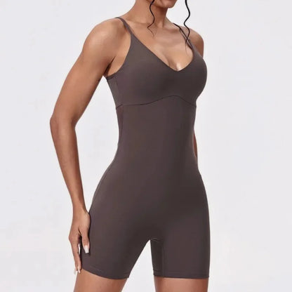 Cralom Seamless Cut-Out Backless Yoga Jumpsuit - Booty-Lifting Fitness Bodysuit