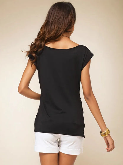 Cralom Retro Pink Short Sleeve Women's T-shirt Slim Summer Top