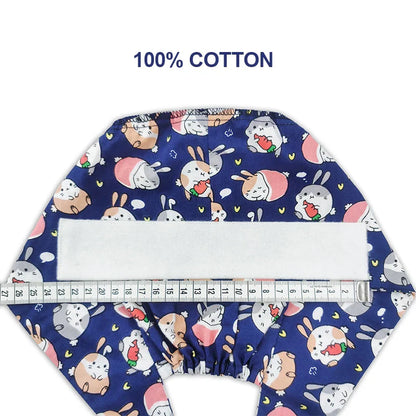 Cralom Cotton Scrub Cap with Sweatband, Tie Back Working Hat for Beauticians