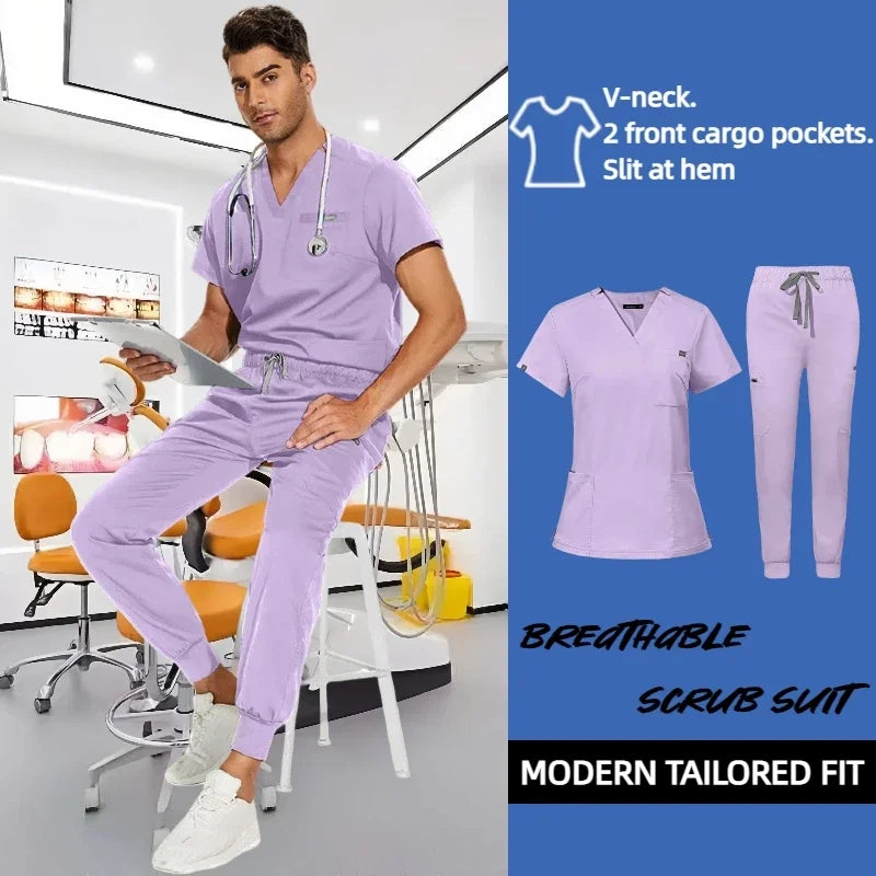 Cralom Unisex Stretch Scrub Sets: Professional Healthcare Nursing Uniforms