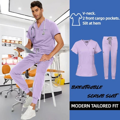 Cralom Unisex Stretch Scrub Sets: Professional Healthcare Nursing Uniforms