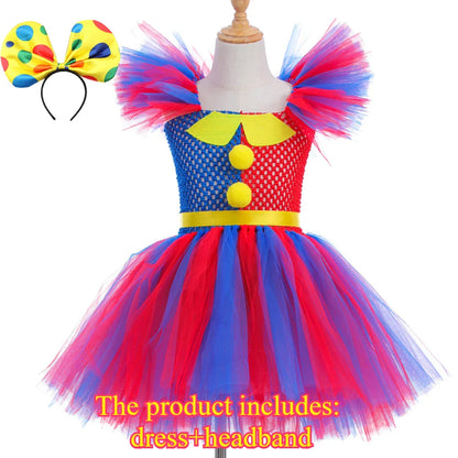 Cralom Circus Clown Costume Tutu Dress for Kids Carnival Party Halloween
