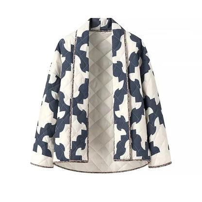 Cralom Lapel Patchwork Coat | Stylish Loose-Fit Jacket for Women