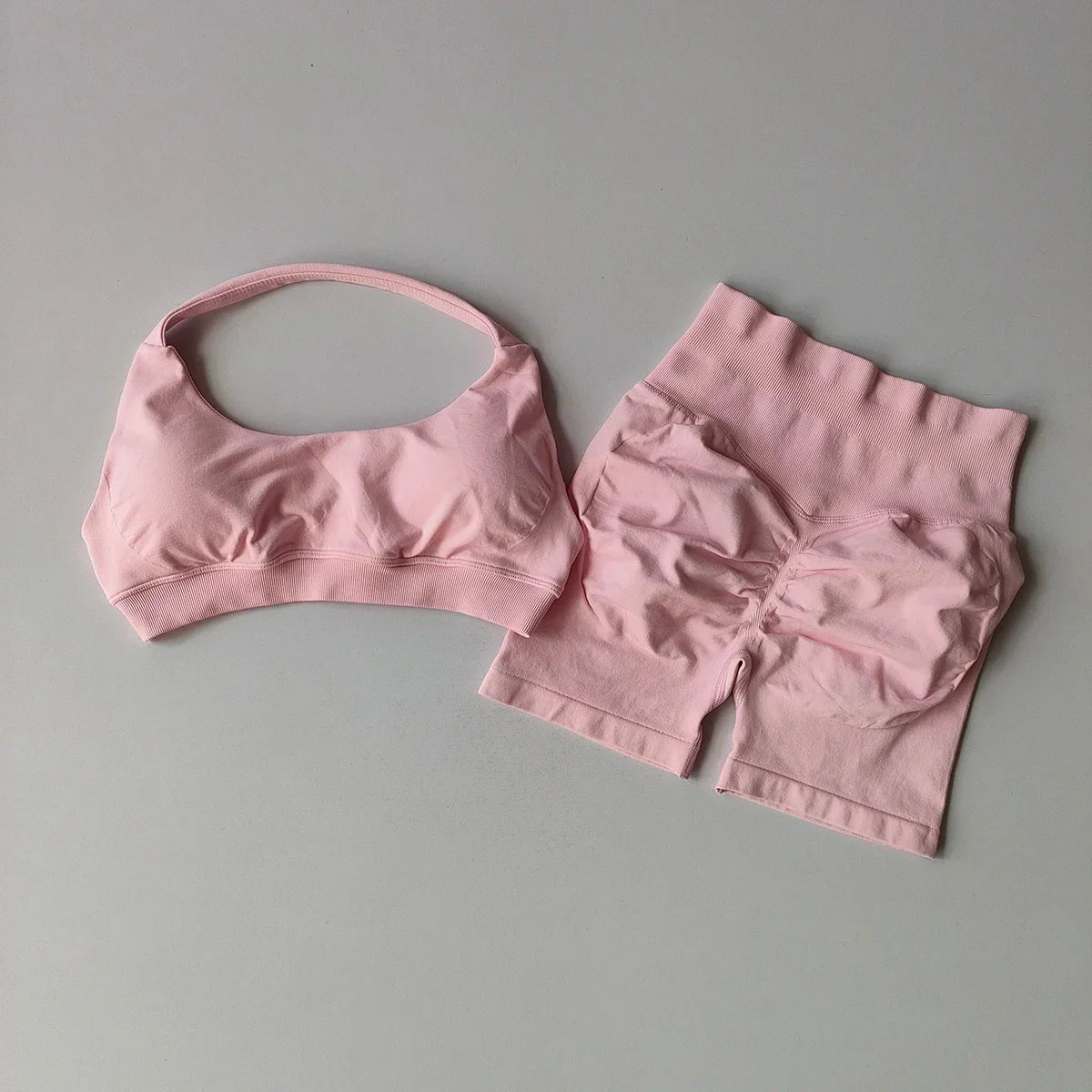 Cralom Seamless Impact Halter Yoga Bra Set with Scrunch But Gym Legging