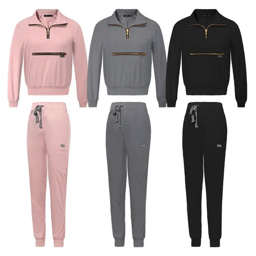 Cralom Solid Jogging Nursing Uniforms with Big Pocket