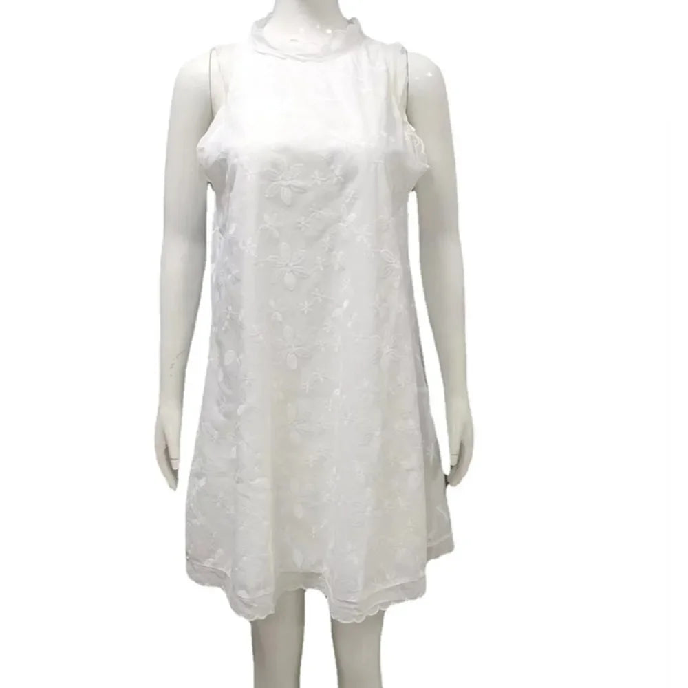Cralom Floral Embroidery Off Shoulder Summer Dress