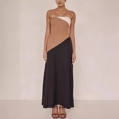 Cralom Slim Fit Sleeveless Patchwork Dress