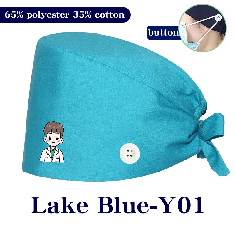 Cralom Cartoon Printed Surgical Scrub Caps for Medical & Pet Grooming Pros