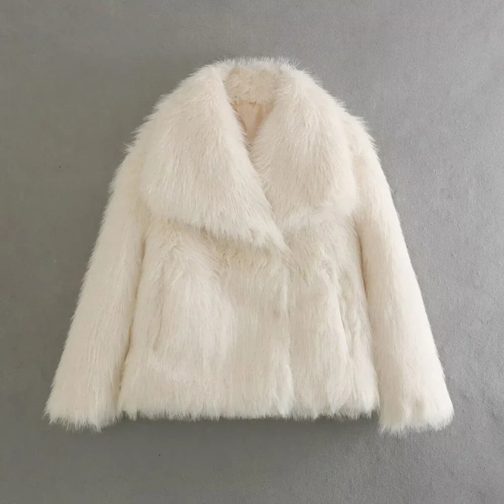 Cralom Lapel Patchwork Button Jacket - Solid Stylish Coat for Women