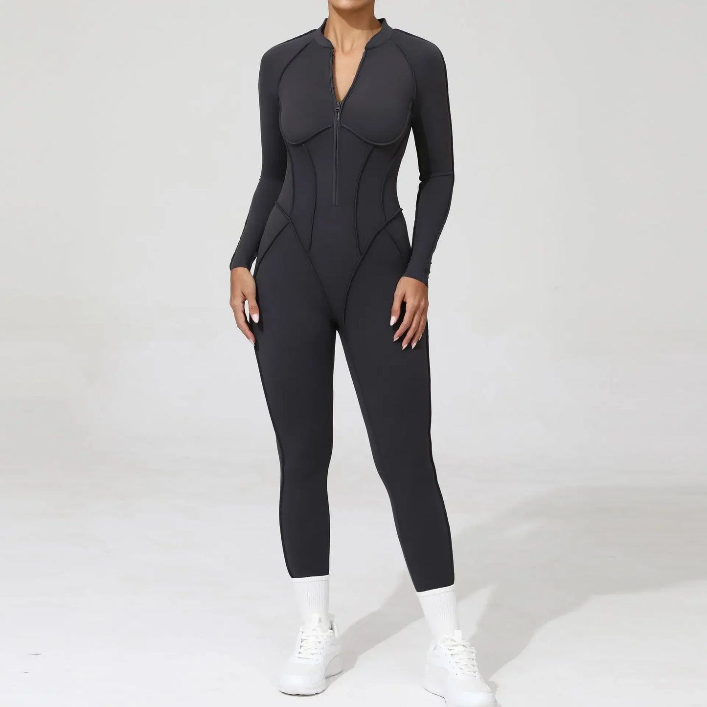 Cralom Backless Yoga Jumpsuit | Long Sleeve Tight-Fit Activewear