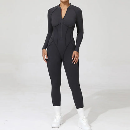 Cralom Backless Yoga Jumpsuit | Long Sleeve Tight-Fit Activewear