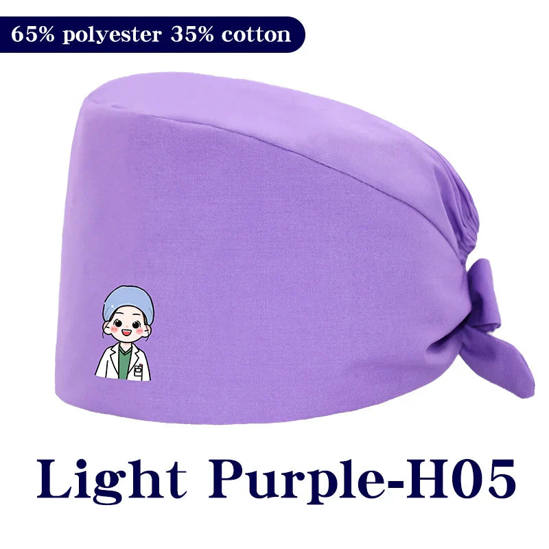 Cralom Cartoon Printed Surgical Scrub Caps for Medical & Pet Grooming Pros