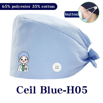 Cralom Cartoon Printed Surgical Scrub Caps for Medical & Pet Grooming Pros