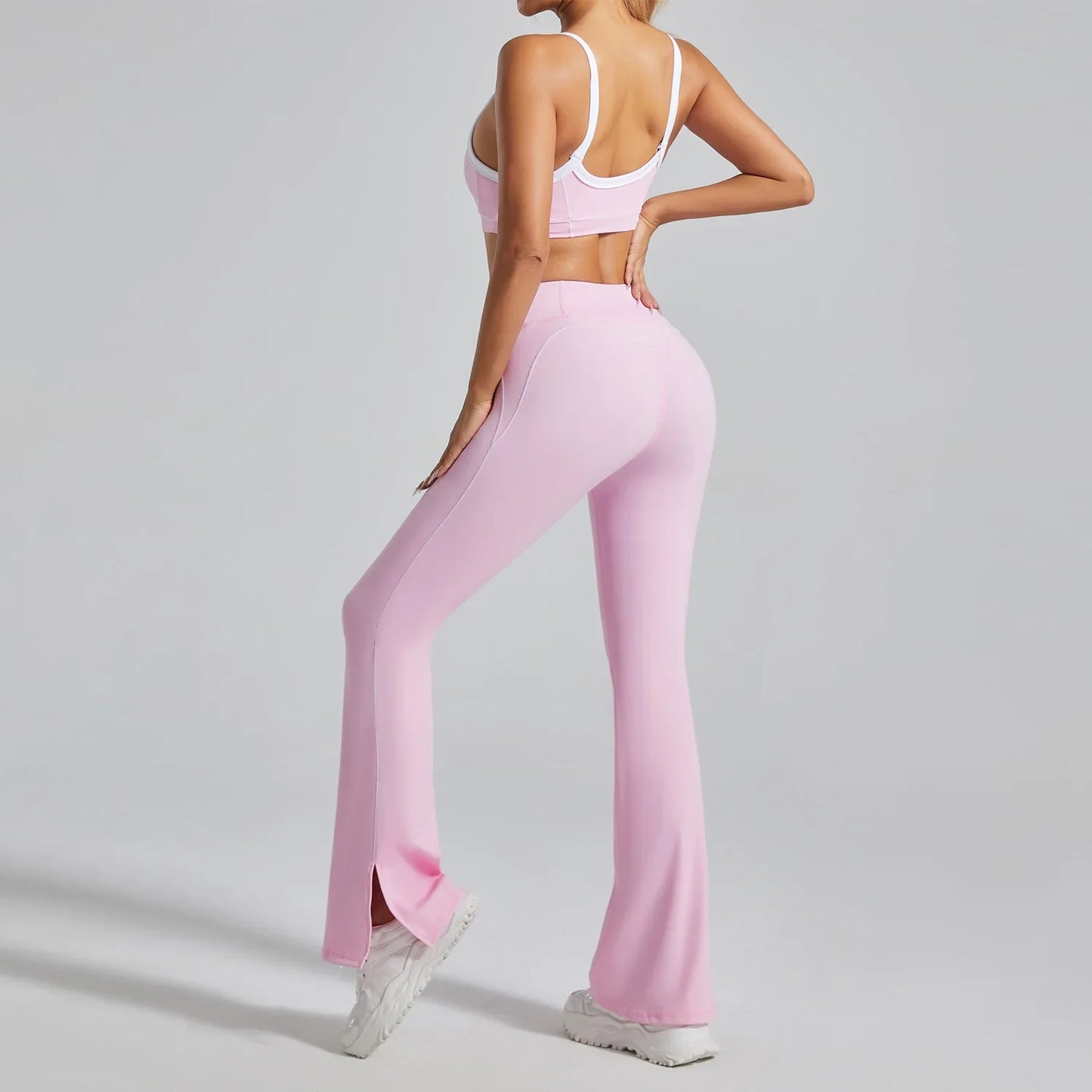 Cralom Seamless Yoga Set: Naked Feel Backless Sports Bra & High Stretch Workout Outfit