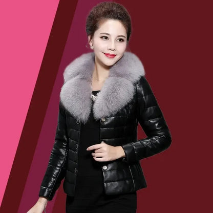 Cralom Vintage Fur Coat: Luxe Winter Biker Jacket for Women