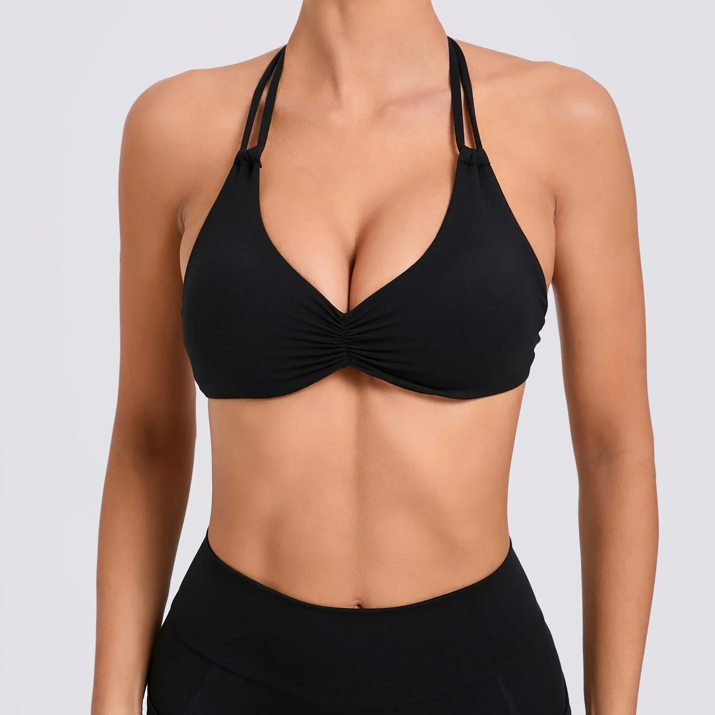 Adjustable Yoga Sports Bra for Women by Cralom: Halter Cross-Back Workout Top