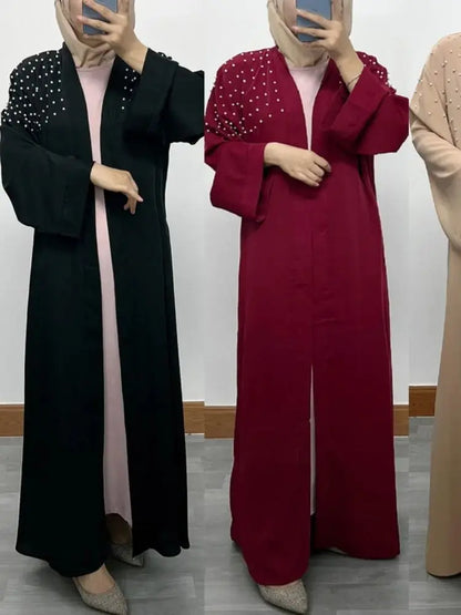 Cralom Luxury Eid Open Abaya Modest Kimono Kebaya Muslim Femme