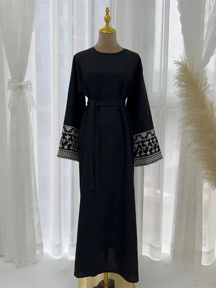 Cralom Black Eid Abaya Modest Dress for Muslim Women