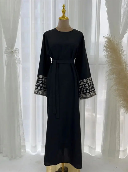Cralom Black Eid Abaya Modest Dress for Muslim Women