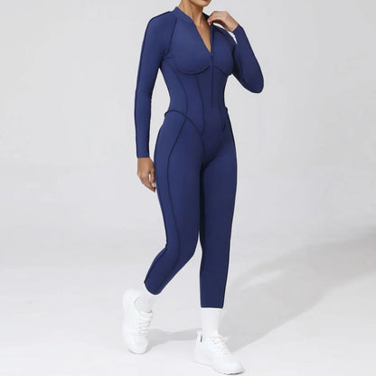 Cralom Backless Yoga Jumpsuit | Long Sleeve Tight-Fit Activewear
