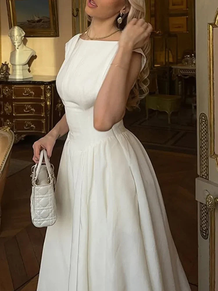 Cralom Elegant O Neck Ruffled Floor-Length Dress - Summer 2025 Collection