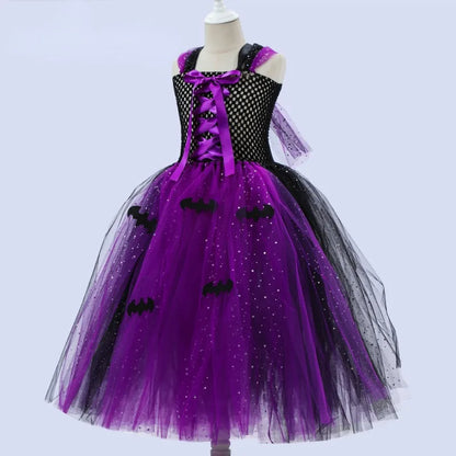 Cralom Sequins Mesh Bubble Skirt: Easter Bat Cosplay Dress for Witch Role