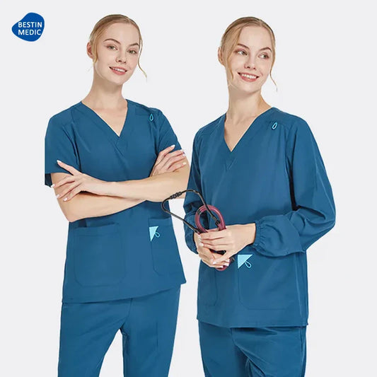 Cralom V-Neck Top & Straight Leg Pant Medical Scrub Set