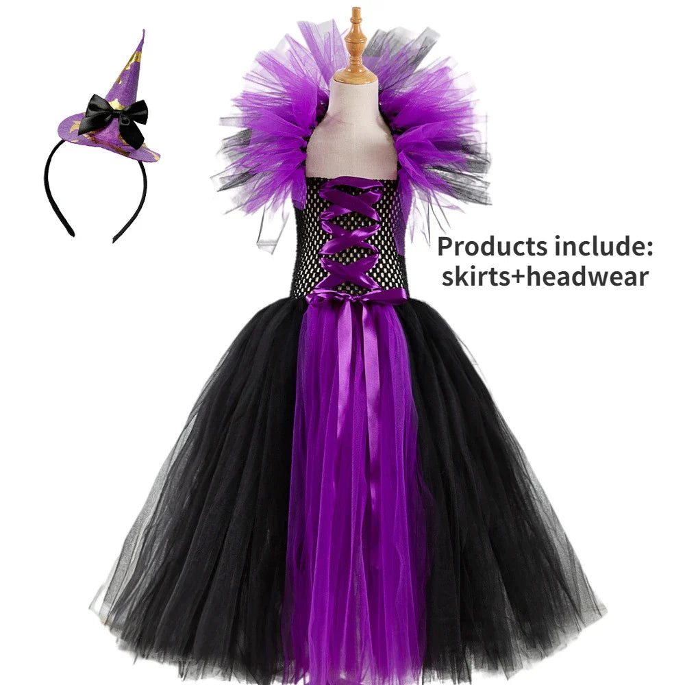 Cralom Witch Dress Evil Queen Cosplay Tutu Princess Outfit