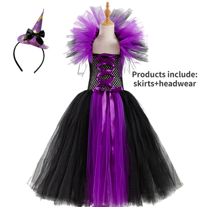 Cralom Witch Dress Evil Queen Cosplay Tutu Princess Outfit