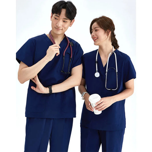 Cralom V-Neck Scrub Set Lightweight Nursing Suit with Drawstring Pants