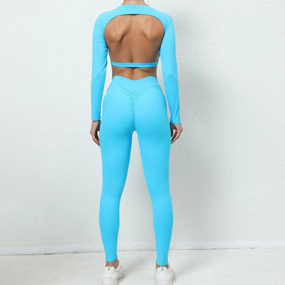 Cralom 2pcs Gym Set: Crop Top & Leggings Workout Yoga Suit for Women