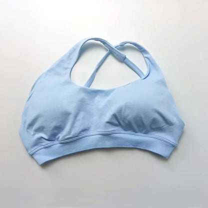 Cralom Asymmetric High Support Halter Sports Bra for Women - Backless Fitness Activewear