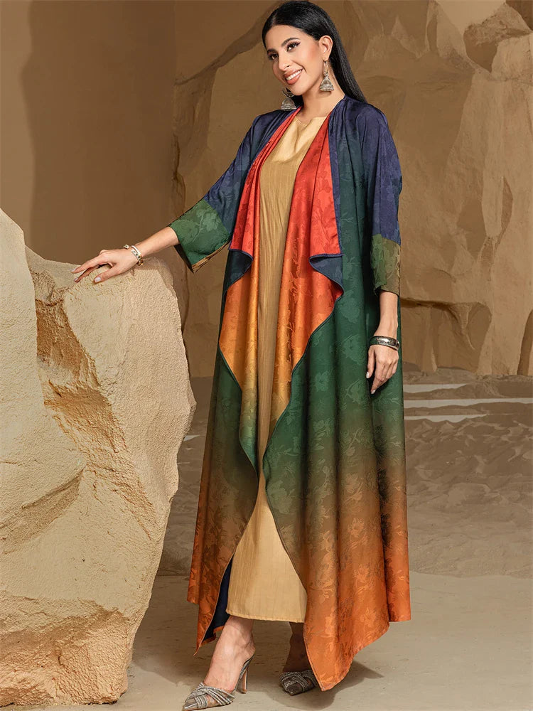 Cralom Modest Ramadan Abaya Kimono Kebaya Dress for Women Muslim Robe Kaftans