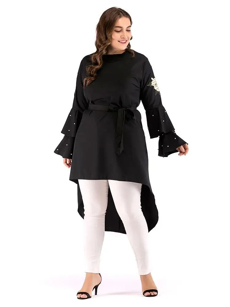 Cralom Ramadan Black Abaya Kaftan - Luxury Islamic Dress for Women