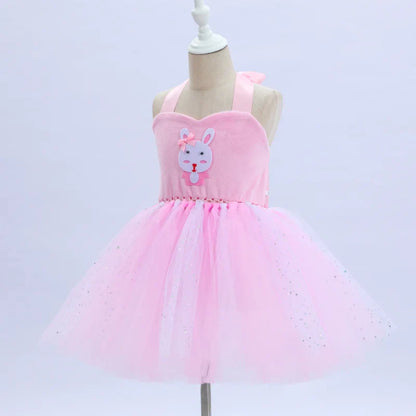 Cralom Forest Rabbit Print Dress for Children's Halloween Role Play