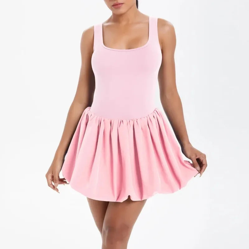 Cralom Women's Yoga Dress with Built-in Anti-Slip Shorts