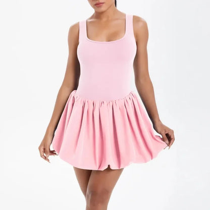 Cralom Women's Yoga Dress with Built-in Anti-Slip Shorts