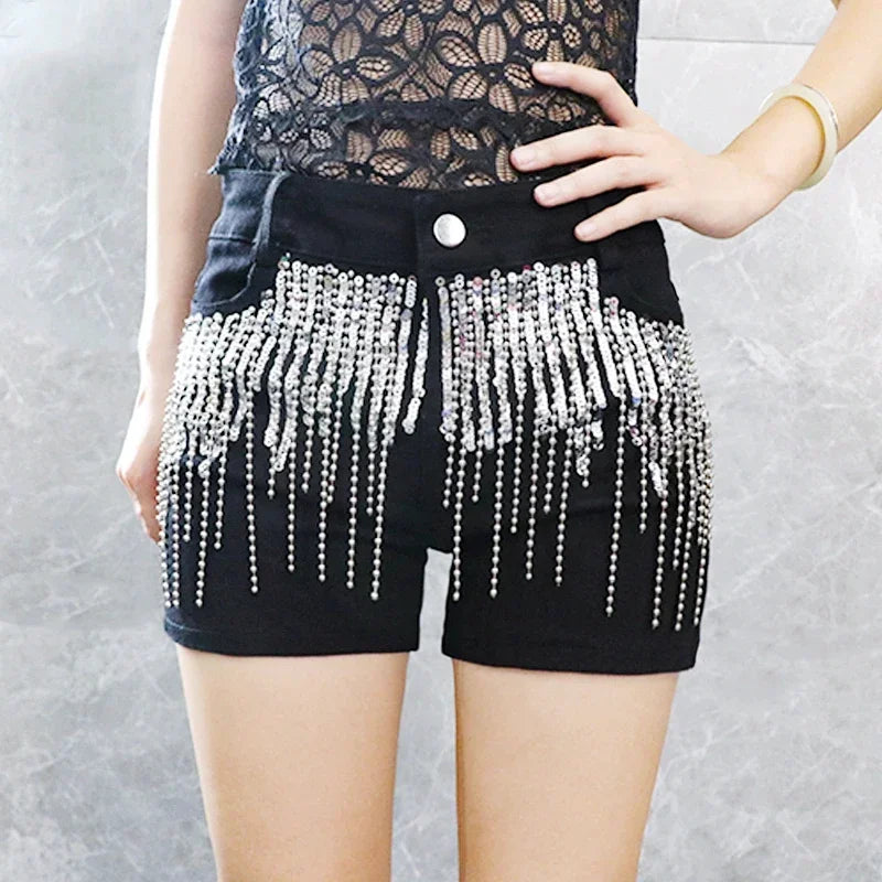 Cralom High Waist Hottie Denim Shorts Straight Jeans for Women - Y2K Fashion