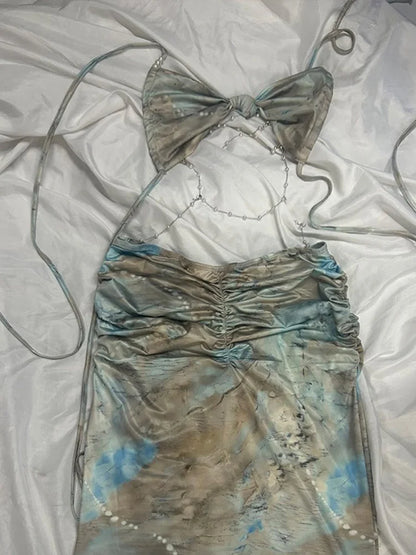 Cralom Sexy Hottie V-Neck Backless Beach Dress — Slim, Sleeveless & Laced-Up