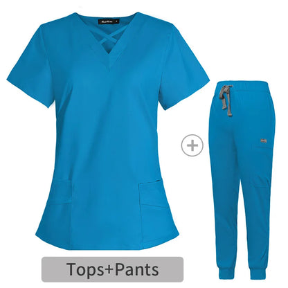 Cralom Anesthetist Scrubs Set: Tops & Jogger Pants - Operating Room Workwear