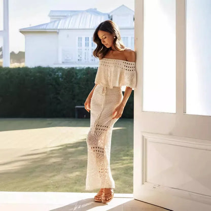 Cralom One Shoulder Lace Up Shawl Dress 2024 - Autumn Color