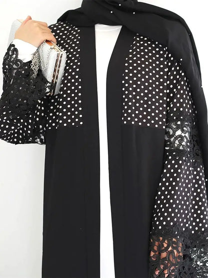 Cralom Ramadan Black Kimono Abaya Dress Modest Muslim Kaftan Robe Femmes