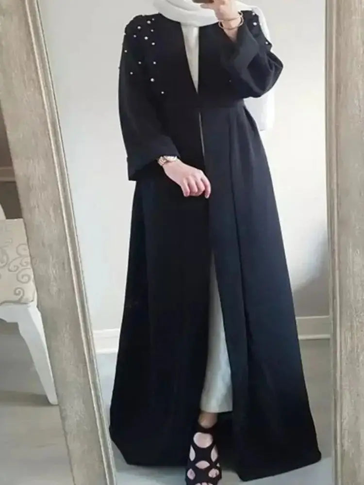 Cralom Luxury Eid Open Abaya Modest Kimono Kebaya Muslim Femme