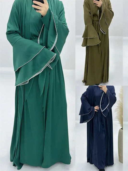 Cralom Ramadan Eid 3-Piece Abaya Set Kaftan for Women
